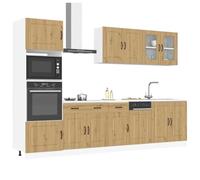 Qnhdfrt Angolo cottura Kalmar da 7 pezzi in rovere artisano con pensile e armadio alto, set di armadi da cucina in legno con molto spazio per un'efficiente organizzazione della cucina