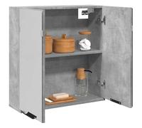 Qnhdfrt Armadietto a specchio grigio cemento con 2 scomparti - Moderno mobile da bagno in legno e vetro - sottile 64 x 20 x 66,5 cm (larghezza x profondità x altezza) - Ampio spazio per piccoli bagni