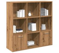 Qnhdfrt Armadietto alto in legno di quercia Artisan, 98 x 29 x 97,5 cm, sottile con 7 scomparti e 2 ante, design moderno per soggiorno, ufficio o camera da letto