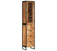 Qnhdfrt Armadietto da bagno 40 x 30 x 190 cm in legno di acacia massiccio e ferro, sottile mobile da bagno con molto spazio, moderna credenza per bagno, corridoio e WC degli ospiti