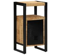 Qnhdfrt Armadietto da bagno industriale in legno massello di mango marrone 40 x 35 x 75 cm con telaio in ferro nero per uno spazio pratico nel piccolo bagno