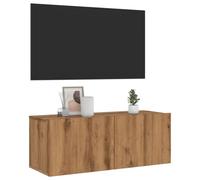 Qnhdfrt Armadietto da parete per TV, in legno di quercia artisan, 80 x 30 x 30 cm, con 2 ante, moderno mobile per il montaggio a parete, salvaspazio e robusto nel soggiorno