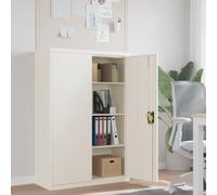 Qnhdfrt Armadietto portadocumenti bianco, 90 x 40 x 140 cm, in acciaio verniciato a polvere, con 3 ripiani e porta chiudibile a chiave, per ufficio, organizzazione e conservazione dei documenti