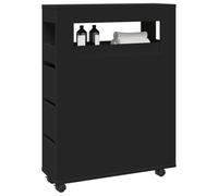 Qnhdfrt Armadietto sottile con ruote, nero, in legno robusto, durevole, 65 x 23 x 90 cm, per bagno, cucina, soggiorno come organizzatore