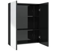 Qnhdfrt Armadietto Specchio Bagno 2 Ante MDF Nero Lucido 60x15x75 cm | Mobiletto pensile con specchiera per il bagno o la zona trucco, con ampi scomparti interni per cosmetici.