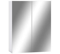 Qnhdfrt Armadietto Specchio Bagno Bianco, Pensile MDF 60x15x75 cm | Mobile contenitore sospeso con specchio a due ante e tre scomparti, ideale per ottimizzare lo spazio nel bagno.