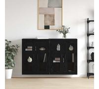 Qnhdfrt Armadio a muro per vetrine, set da 2 pezzi, colore nero, rovere industriale, look 69,5 x 34 x 90 cm, per sala da pranzo, cucina, ufficio