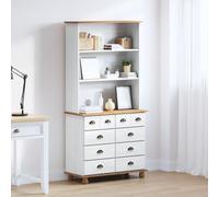 Qnhdfrt Armadio alto ASKIM bianco stile farmacia legno massello di pino 91 x 40 x 183 cm con 8 cassetti, 2 ripiani per soggiorno, sala da pranzo, soluzione di archiviazione, design stabile, superficie
