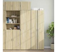 Qnhdfrt Armadio alto sottile in rovere Sonoma, 50 x 42,5 x 225 cm, struttura in legno, salvaspazio, con 8 scomparti e fermata della porta selezionabile per Livingroom Kitchen Corridor and Bedroom