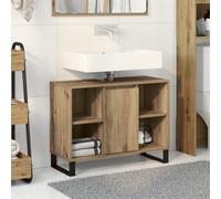 Qnhdfrt Armadio da bagno in rovere Artisan, misura media, marrone, rettangolare, in legno con superficie opaca, design moderno e molto spazio per il vostro bagno