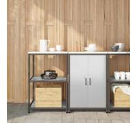 Qnhdfrt Armadio da cucina e scaffalatura set 2 pezzi 120 x 50 x 92 cm, argento opaco con 4 robusti ripiani in acciaio, piedini regolabili e 2 ante, design moderno per cucina, garage, ufficio e