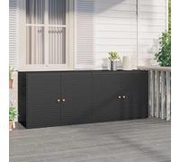 Qnhdfrt Armadio da giardino per esterni, nero, in rattan PE con acciaio verniciato a polvere e manici in legno di acacia, 198 x 55,5 x 80 cm, durevole, resistente alle intemperie, grande armadietto
