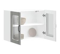 Qnhdfrt Armadio da parete per cucina con anta in vetro Lucca grigio cemento legno pensile per una conservazione ottimale, dimensioni 80 x 31 x 60 cm, materiale robusto per l'organizzazione della