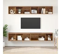 Qnhdfrt Armadio da parete per TV, in legno antico, 37 x 37 x 107,5 cm, 4 pezzi, modulare, da appendere, per soggiorno