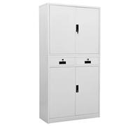 Qnhdfrt Armadio da ufficio in acciaio, grigio chiaro, 90 x 40 x 180 cm, con cassetti, organizer e ripiani regolabili, per riporre in ufficio