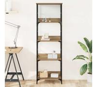Qnhdfrt Artisan - Libreria in rovere 50 x 33 x 153 cm, in legno e acciaio, 4 scomparti, industriale, effetto quercia, robusta, per soggiorno, ufficio, corridoio