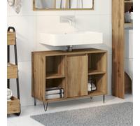 Qnhdfrt Artisan - Mobile da bagno rettangolare in legno tecnico, con porta scorrevole e spazio di archiviazione, design moderno per bagno