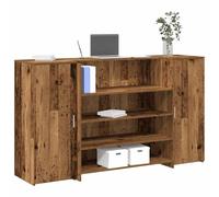 Qnhdfrt Banco di ricevimento effetto legno antico, 180 x 50 x 103,5 cm, in legno con banconi e spazio per ufficio, hotel, clinica e salone