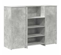 Qnhdfrt Bancone per ricevimento con bancone grigio cemento, bancone per cassa in legno, 135 x 50 x 103,5 cm, moderno bancone di reception per ufficio, studi, hotel e negozi