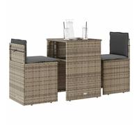 Qnhdfrt Bistro Set 3 Pezzi Beige Poly Rattan Mobili da Giardino con Piano In Vetro e Cuscino per Balcone Terrazza
