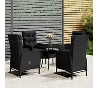Qnhdfrt Bistro Set di 4 sedie da giardino in rattan PE nero con molla a gas e cuscino, per terrazze, balcone e giardino