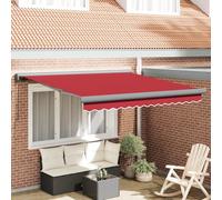 Qnhdfrt Braccio articolato retrattile manuale, rosso, 300 x 250 cm, per balcone, terrazza, giardino, rettangolare, opaco, poliestere, protezione solare con design moderno