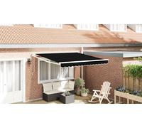 Qnhdfrt Braccio snodato, 350 x 250 cm, colore nero, protezione solare allungabile, per balcone, terrazza e giardino, con funzionamento manuale