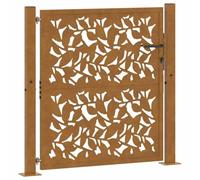 Qnhdfrt Cancello da Giardino 110x105 cm in Acciaio Corten con Serratura | Portone di sicurezza con decoro floreale e serratura a chiave per proteggere e delimitare l'ingresso del patio.