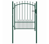 Qnhdfrt Cancello da Giardino in Acciaio EMMEN Verde 104x162,5 cm | Robusta barriera d'ingresso ad arco per patio, giardino e terrazza. Include serratura con 3 chiavi e pali con cerniere.