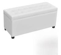 Qnhdfrt Cassapanca bianca con vano portaoggetti 87,5 x 36 x 41 cm Multiuso Poggiapiedi Panca & Tavolino in ecopelle per corridoio, camera da letto e sala da pranzo