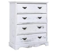 Qnhdfrt Cassettiera bianca effetto anticato, in legno, 60 x 30 x 75 cm, con 4 cassetti, per soggiorno, corridoio e ufficio