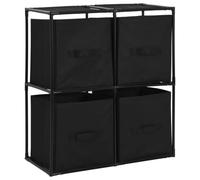 Qnhdfrt Cassettiera con 4 Cesti in Tessuto e Acciaio, 63x30x71 cm