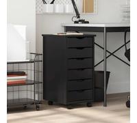 Qnhdfrt Cassettiera con Ruote 6 Cassetti MOSS Nero Legno di Pino