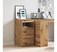 Qnhdfrt Cassettiera piccola, 40 x 50 x 76 cm, in legno di quercia artisana con 3 cassetti e vano portaoggetti per la casa, l'ufficio, il giardino