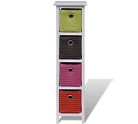 Qnhdfrt Cassettiera Stretta in Legno con 4 Cestini Multicolore 20x20x80 cm