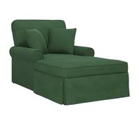 Qnhdfrt Chaise Longue con Gonna + 2 Cuscini Inclusi, Moderna Recamiere in Morbido Tessuto a Coste Verde Giungla, Comodo Lettino Imbottito per Soggiorno & Camera da Letto, 91x157x91 cm