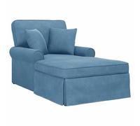 Qnhdfrt Chaise Longue con gonna blu, in tessuto a coste moderno, con 2 cuscini, morbida imbottita, per soggiorno e camera da letto, con rivestimento sfoderabile, 91 x 157 x 91 cm