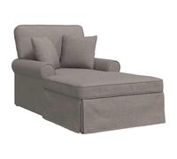 Qnhdfrt Chaise Longue con gonna e 2 cuscini, chaise longue moderna in tessuto traspirante, comodo lettino relax per soggiorno e camera da letto, sdraio imbottito, tortora, 91 x 157 x 91 cm