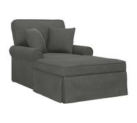 Qnhdfrt Chaise Longue con gonna e 2 cuscini, moderna sedia a sdraio imbottita in tessuto a coste, comoda sdraio relax per soggiorno e camera da letto, 91 x 157 x 91 cm, grigio scuro, set da 3 pezzi