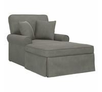 Qnhdfrt Chaise Lounge con gonna e 2 cuscini, moderna chaise longue in morbido tessuto a coste, sdraio imbottito per soggiorno e camera da letto, grigio chiaro, 91 x 157 x 91 cm