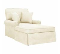 Qnhdfrt Chaise Lounge con gonna e 2 cuscini, sdraio relax moderno in tessuto a coste color crema, sdraio ergonomico imbottito per soggiorno e camera da letto, 91 x 157 x 91 cm