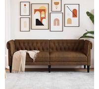 Qnhdfrt Chesterfield - Divano a 3 posti, in tessuto marrone, 201,5 x 74,5 x 74,5 cm, con bracci a rotelle imbottiti, comodo divano per soggiorno, camera dei ragazzi e ufficio