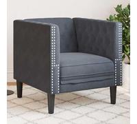 Qnhdfrt Chesterfield, poltrona grigio scuro, 71 x 74,5 x 70,5 cm, velluto con chiusura a bottoni e motivo Argyle, piccolo divano, look vintage, per soggiorno, camera da letto, ufficio