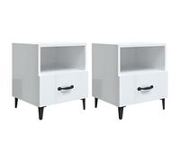 Qnhdfrt Comodini 2 pz Bianco Lucido in Legno Multistrato 40x35x47,5 cm | Coppia di tavolini da notte per camera da letto con cassetto e vano giorno, ideali per organizzare libri e abat-jour.