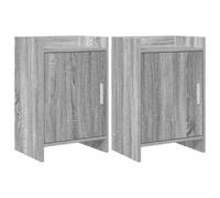 Qnhdfrt Comodini Camera da Letto Set da 2 Grigio Sonoma 40x30x60 cm | Tavolini da notte in legno ingegnerizzato con due ripiani e un anta per organizzare la camera da letto.