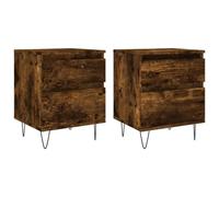 Qnhdfrt Comodini Camera da Letto Set di 2 Rovere Fumo 40x35x50 cm | Coppia di tavolini da notte stabili con cassetto e vano ad anta, ideali per la camera da letto o la zona giorno.