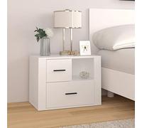 Qnhdfrt Comodino bianco, 60 x 36 x 45 cm, in legno dal design moderno, con 2 cassetti e scomparto aperto, per camera da letto, corridoio, soggiorno
