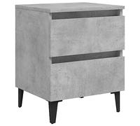 Qnhdfrt Comodino con 2 Cassetti Grigio Cemento 40x35x50 cm | Mobiletto industrial con 4 gambe in metallo, ideale per organizzare la camera da letto o il soggiorno.