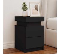 Qnhdfrt Comodino con illuminazione a LED, nero, 35 x 39 x 55 cm, moderno comodino con vano portaoggetti per camera da letto