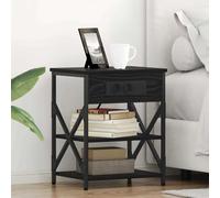 Qnhdfrt Comodino con stazione di ricarica, set da 2 pezzi, in rovere nero, 41 x 31 x 51 cm, moderno tavolino con vano portaoggetti e 6 ripiani, materiale in legno robusto, durevole, per camera da